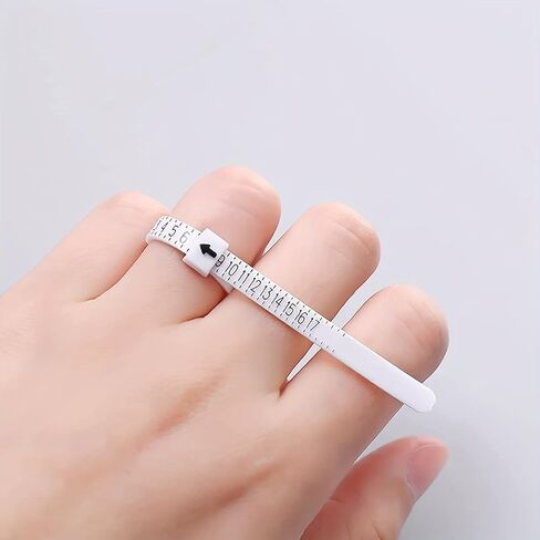 Ring Sizer Measuring Tool Clear with Measurement Markings 1-17 US Sizes Durable for Jewelry Making Ring Sizing Gift, White in Saudi Arabia