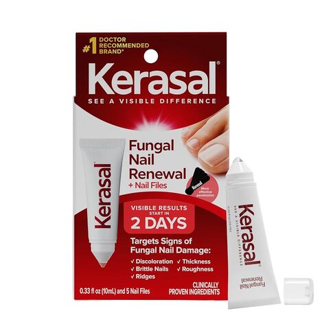 Kerasal Nail Renewal and Nail File Combo Pack, Restores Appearance of Discolored or Damaged Nails, 5 Heavy Duty Nail Files, 0.33 fl oz, Clear in Kuwait
