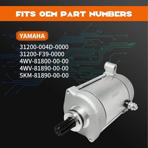 Starter Motor for Yamaha Grizzly 400 450 660 Kodiak 450 YFM450 Wolverine YFM450 Yfm660 Rhino 450 660 YXR450 YXR660 /Replace OEM 4WV-81800-00-0031200-F39-0000 31200-004D-0000 (4WV-81800-00-00) in Saudi Arabia
