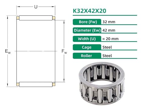 2 قطعة K32X42X20 K324220 محمل ذو بكرات إبرية محامل وجمعيات قفص 32x42x20mm in Kuwait