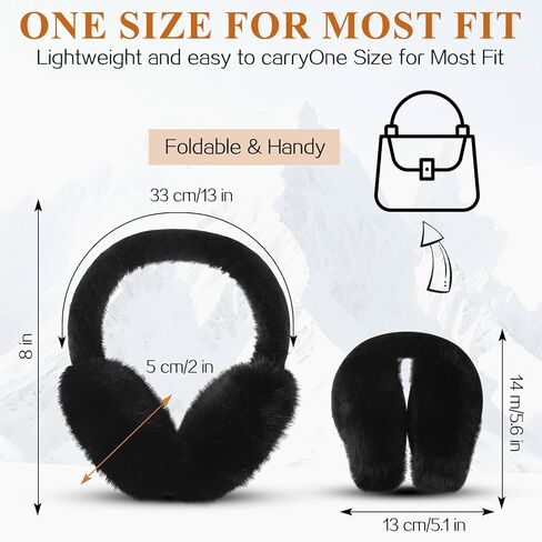 Tavaleu Ear Muffs for Winter Women, Foldable Fuzzy Earmuffs Faux Fur Warm Ear Warmers Covers Cold Weather in Saudi Arabia