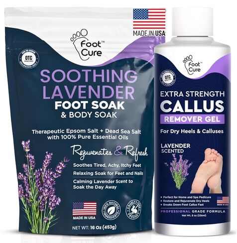 Callus Remover for Feet with Extra Strength Gel & Foot Pumice Stone Set - Easy Way to Remove Hard Calluses & Dead Skin Build-Up - Professional at-Home Foot Care for Men & Women - Made in The USA in Kuwait