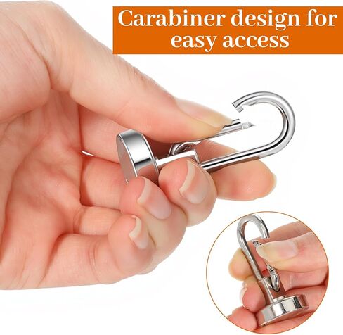 15 Pack Magnetic Carabiner Hooks Heavy Duty, 50LBS Strong Magnet Hooks with Swivel for Garage Door Banner Magnets, Storage, Kitchen, Cruise - 1 Inch Neodymium in Saudi Arabia
