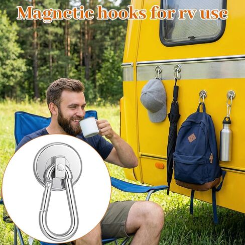 15 Pack Magnetic Carabiner Hooks Heavy Duty, 50LBS Strong Magnet Hooks with Swivel for Garage Door Banner Magnets, Storage, Kitchen, Cruise - 1 Inch Neodymium in Saudi Arabia