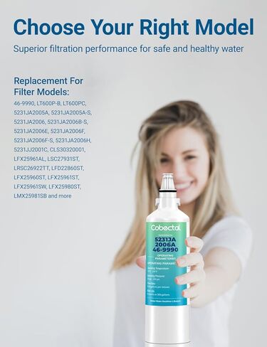 5231JA2006A Replacement for LG LT600PC Water Filter Replacement for Kenmore 46-9990,5231JA2006B 5231JA2006A-S,9990, FML-2, LSC27931ST, LFX25960ST Water Filter,3pack,by Cobectal in Saudi Arabia