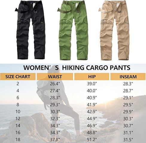 KOCTHOMY Cargo Hiking Pants for Women Tactical Baggy Pants Women's Casual Y2K with 6 Zipper Pockets No Belt W9922 ArmyGreen 8 in Saudi Arabia