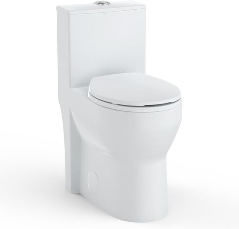 19" Tall One-Piece Round Toilet with ADA Comfort Height, 0.8/1.28L GPF Dual Flush & 12" Rough-In | High Bowl Design for Seniors in White in Saudi Arabia