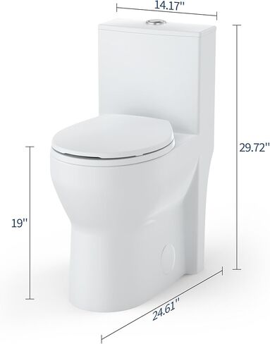 19" Tall One-Piece Round Toilet with ADA Comfort Height, 0.8/1.28L GPF Dual Flush & 12" Rough-In | High Bowl Design for Seniors in White in Saudi Arabia