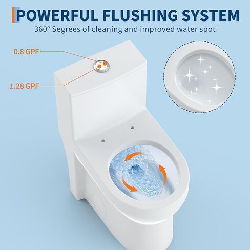 19" Tall One-Piece Round Toilet with ADA Comfort Height, 0.8/1.28L GPF Dual Flush & 12" Rough-In | High Bowl Design for Seniors in White in Saudi Arabia