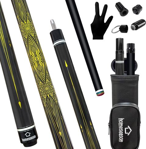 HomeSeason Pool Cues 58 بوصة عصا حمام السباحة، عصا البلياردو بار حمام السباحة مع طرف جلدي من الألياف 12.7 مم للمبتدئين والترفيه التجاري والمنزلي in Kuwait