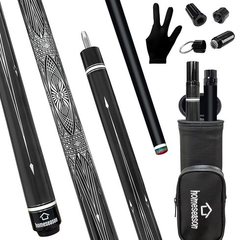 HomeSeason Pool Cues 58 بوصة عصا حمام السباحة، عصا البلياردو بار حمام السباحة مع طرف جلدي من الألياف 12.7 مم للمبتدئين والترفيه التجاري والمنزلي in Kuwait