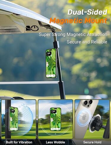 Magnetic Golf Cart Phone Mount, 360° Rotatable Golf Cart Accessories with N52 Strong Magnets for MagSafe iPhone 12-17, Perfect Golf Gift for Men Dad Husband, Multi-Scene Use for Golf, Kitchen&Gym in Saudi Arabia