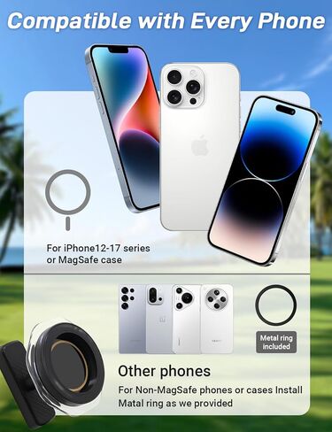 Magnetic Golf Cart Phone Mount, 360° Rotatable Golf Cart Accessories with N52 Strong Magnets for MagSafe iPhone 12-17, Perfect Golf Gift for Men Dad Husband, Multi-Scene Use for Golf, Kitchen&Gym in Saudi Arabia