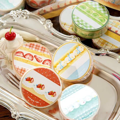 9 Rolls Cartoon Washi Tape Set, 15mm X 2m Kawaii Strawberry Cherry Cake Cream Washitape Scrapbook Stickers Aesthetic Glitter Food Cute Washi Tape Stickers for Scrapbooking Planner Journaling Supplies in Saudi Arabia