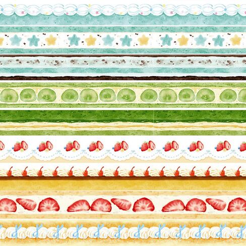 9 Rolls Cartoon Washi Tape Set, 15mm X 2m Kawaii Strawberry Cherry Cake Cream Washitape Scrapbook Stickers Aesthetic Glitter Food Cute Washi Tape Stickers for Scrapbooking Planner Journaling Supplies in Saudi Arabia
