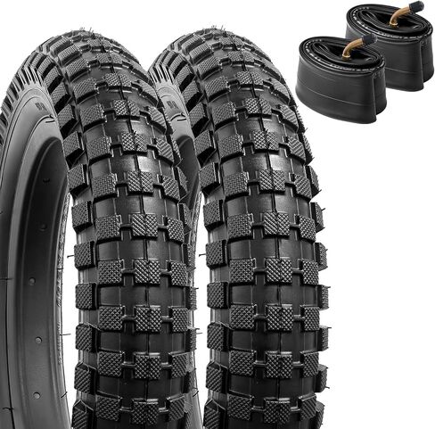 YunSCM 2-PCS 12" إطارات دراجة للأطفال 12x2.40/64-203 و12/12.5" أنابيب دراجة شديدة التحمل CR202 صمام بزاوية متوافق مع الدراجة الجبلية 12x2.35 12x2.40 إطارات وأنابيب دراجة هوائية (Y-1091) in Saudi Arabia