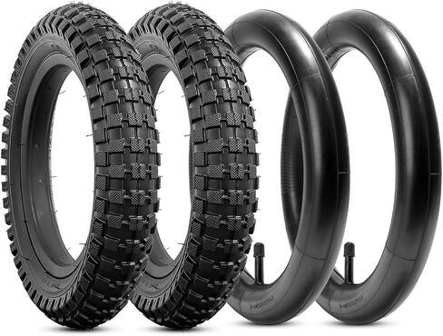 YunSCM 2-PCS 12" إطارات دراجة للأطفال 12x2.40/64-203 و12/12.5" أنابيب دراجة شديدة التحمل CR202 صمام بزاوية متوافق مع الدراجة الجبلية 12x2.35 12x2.40 إطارات وأنابيب دراجة هوائية (Y-1091) in Saudi Arabia