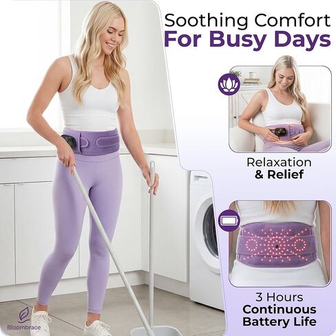Cordless Wearable Heating Pad with Massager for Back Pain Relief, Wireless Rechargeable Portable Heat Belt for Period Cramps, Postpartum Recovery and Lower Back Comfort in Saudi Arabia
