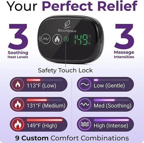 Cordless Wearable Heating Pad with Massager for Back Pain Relief, Wireless Rechargeable Portable Heat Belt for Period Cramps, Postpartum Recovery and Lower Back Comfort in Saudi Arabia