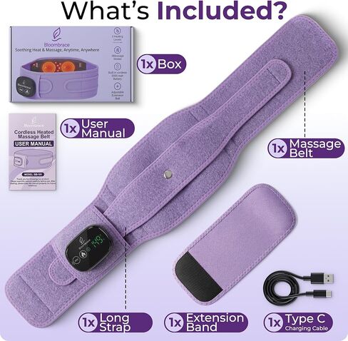 Cordless Wearable Heating Pad with Massager for Back Pain Relief, Wireless Rechargeable Portable Heat Belt for Period Cramps, Postpartum Recovery and Lower Back Comfort in Saudi Arabia
