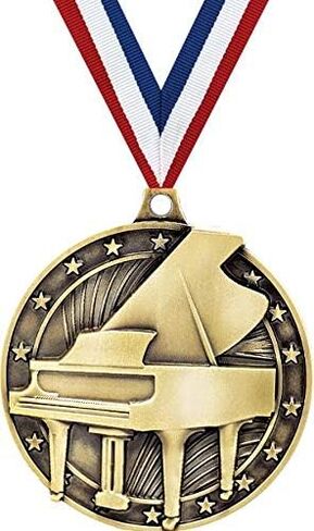 ميداليات البيانو، جائزة ميدالية موسيقى البيانو الذهبية مقاس 2 بوصة مع نقش مخصص مجاني in Saudi Arabia