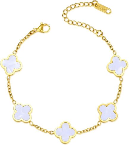 Gold Bracelets for Women‌,Four Leaf Clover Bracelet‌,Fashion Jewelry for Women,Gifts for Women,Lucky Bracelet for women,Double-sided Same Color,18K Gold-plated Titanium Steel in Saudi Arabia