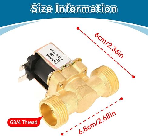 صمام الملف اللولبي DC12V مغلق عادة، صمام الملف اللولبي الكهربائي النحاسي G3/4 بوصة 12 فولت صمام إغلاق المياه الأوتوماتيكي المغلق عادة للتحكم في المياه، 0.02 ميجا باسكال ~ 0.8 ميجا باسكال in Kuwait