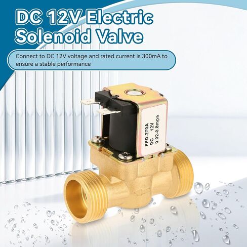 صمام الملف اللولبي DC12V مغلق عادة، صمام الملف اللولبي الكهربائي النحاسي G3/4 بوصة 12 فولت صمام إغلاق المياه الأوتوماتيكي المغلق عادة للتحكم في المياه، 0.02 ميجا باسكال ~ 0.8 ميجا باسكال in Kuwait