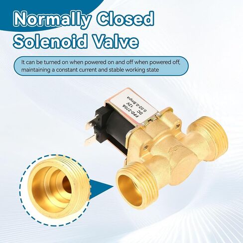 صمام الملف اللولبي DC12V مغلق عادة، صمام الملف اللولبي الكهربائي النحاسي G3/4 بوصة 12 فولت صمام إغلاق المياه الأوتوماتيكي المغلق عادة للتحكم في المياه، 0.02 ميجا باسكال ~ 0.8 ميجا باسكال in Kuwait