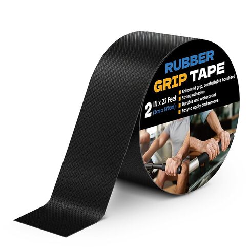 Rubber Grip Tape, 1 in x 22 Ft Black Ultra-Thin Strong Adhesive Non-Slip Tape, Anti-Slip Grip Tape for Handles, Waterproof Heat Resistant Cushion Grip, Comfortable in Hands in Saudi Arabia