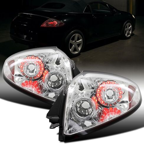 Ronnin - يناسب 2006-2011 Mitsubishi Eclipse Tail Lights ترقية زوج مصابيح الفرامل LED | أسود in Kuwait