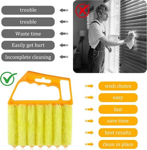 Blind Cleaner Duster Tool for Window Blinds, Handheld Mini Blind Duster for Vinyl & Wood Blinds, Easy Dusting Brush for Home, Office, Car - Orange in Saudi Arabia