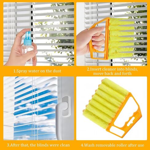 Blind Cleaner Duster Tool for Window Blinds, Handheld Mini Blind Duster for Vinyl & Wood Blinds, Easy Dusting Brush for Home, Office, Car - Orange in Saudi Arabia