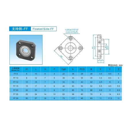 FKFF20 Screw Support Bracket Fixed Bracket Linear Bearing FKFF20/FK20/FF20 for Ball Screw SFU2505/SFU2510 in Saudi Arabia