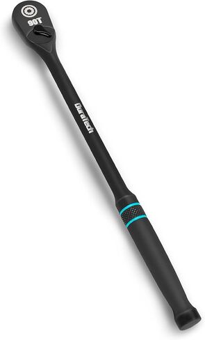 DURATECH Extra Long Handle 3/8-Inch Drive Ratchet, 90-Tooth Ratchet Wrench with 12" Handle and Dust Proof Teardrop Enclosed Head, Reversible, CR-V Made, CR-MO Head, 4° Swing, Black Mn Phosphate Finish in Saudi Arabia