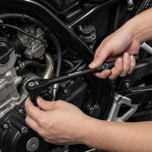 DURATECH Extra Long Handle 3/8-Inch Drive Ratchet, 90-Tooth Ratchet Wrench with 12" Handle and Dust Proof Teardrop Enclosed Head, Reversible, CR-V Made, CR-MO Head, 4° Swing, Black Mn Phosphate Finish in Saudi Arabia