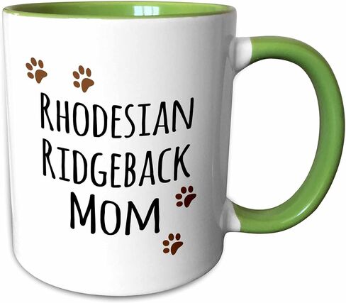 3dRose Rhodesian Ridgeback Dog Mom - كلب من السلالة - مطبوعات مخالب بنية - محبي الكلاب - مالك الحيوانات الأليفة ماما لوف، كوب أسود بلونين سعة 11 أونصة in Saudi Arabia