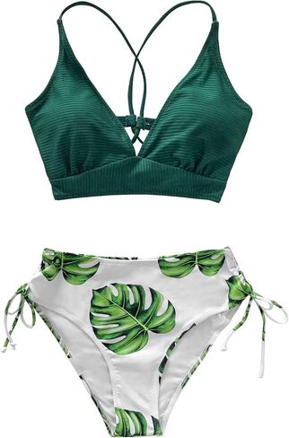 CUPSHE Women's Bikini Sets Two Piece Swimsuit Crisscross Lace Up V Neck Low Waist in Saudi Arabia