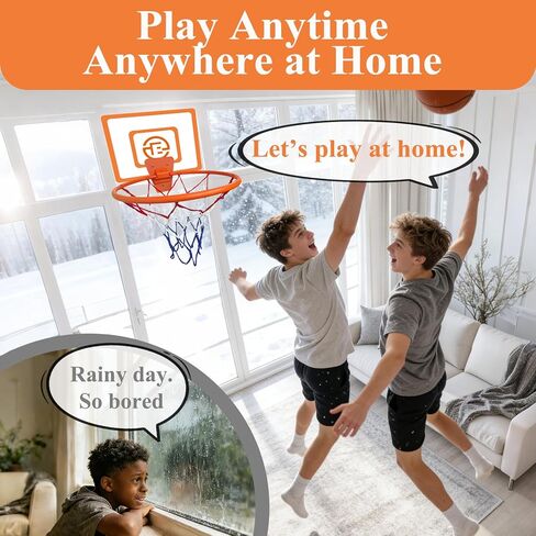 Indoor Basketball Hoop with Decorative Backboard Sticker, Wall-Mounted Silent Rim for Family Fun and Quiet Basketball Practice at Home(No Basketball) in Saudi Arabia