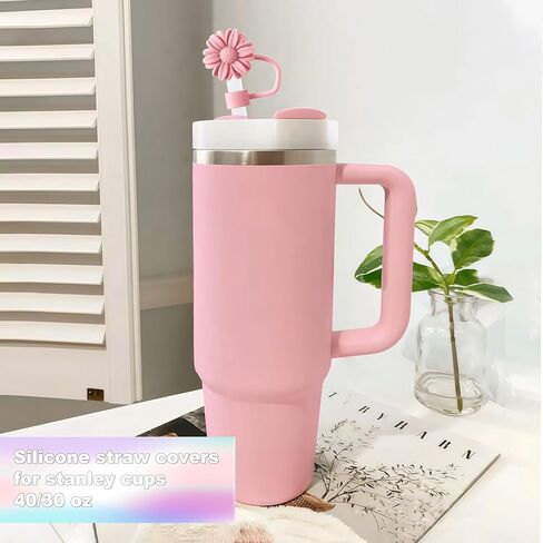 6Pcs Straw Toppers, Cute Flower Straw Covers Cap for Stanley Cup Accessories, 10mm Silicone Drinking Topper for Stanley 30&40 Oz Tumbler Cups in Saudi Arabia