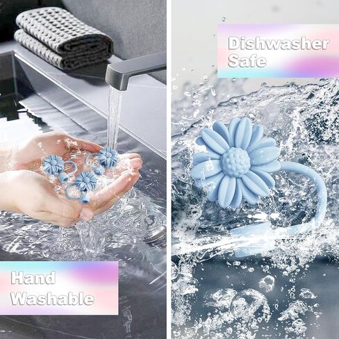 6Pcs Straw Toppers, Cute Flower Straw Covers Cap for Stanley Cup Accessories, 10mm Silicone Drinking Topper for Stanley 30&40 Oz Tumbler Cups in Saudi Arabia