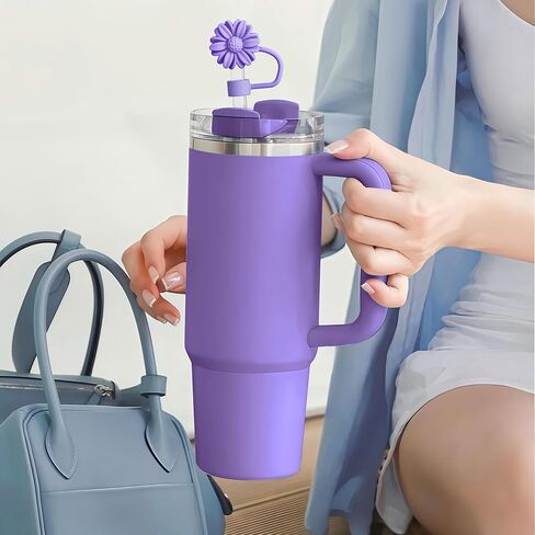 6Pcs Straw Toppers, Cute Flower Straw Covers Cap for Stanley Cup Accessories, 10mm Silicone Drinking Topper for Stanley 30&40 Oz Tumbler Cups in Saudi Arabia