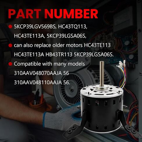 5KCP39LGV569BS Furnace Blower Fan Motor Fit for Carrier, HC43TQ113 Electric Motor for Bryant for Payne 1/2HP 115V 1075RPM 3SPD 60Hz Condenser Motor Replace for Genteq 5KCP39LGSA06S in Saudi Arabia