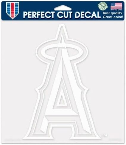 ملصق بشعار Los Angeles Angels الأساسي مقطوع بشكل مثالي مقاس 8 × 8 بوصة (أبيض) in Kuwait