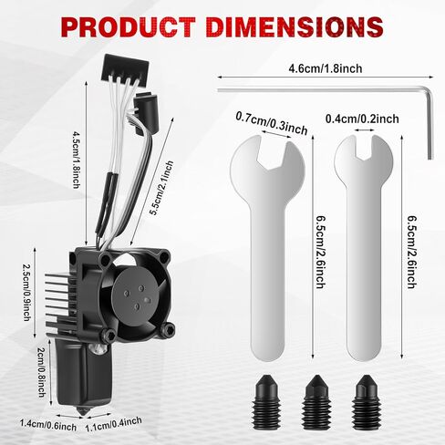 مجموعة P1P P1S Hotend، رأس طباعة مقوى كامل التجميع مع فوهة P1 0.2/0.4/0.6 مم، مروحة تبريد، ثرمستور، سخان سيراميك، استبدال كتلة تسخين الطارد للطابعة P1 ثلاثية الأبعاد in Kuwait