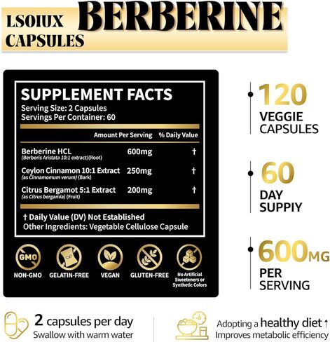 Berberine Supplement with Ceylon Cinnamon, Metabolic Support Formula for Daily Balance, Liposomal Berberine for GLP-1 Lifestyle Support, 600mg, Vegan, Non-GMO, 120 Capsules in Saudi Arabia