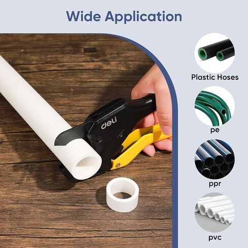 DELI PVC Pipe Cutter, Up to 2-1/2", Ratchet Pipe Shears Heavy-Duty, Pex Cutting Tool for Cutting PEX, PVC, PPR Plastic Hoses and Plumbing Pipe in Saudi Arabia