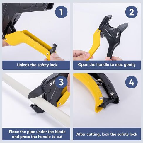 DELI PVC Pipe Cutter, Up to 2-1/2", Ratchet Pipe Shears Heavy-Duty, Pex Cutting Tool for Cutting PEX, PVC, PPR Plastic Hoses and Plumbing Pipe in Saudi Arabia