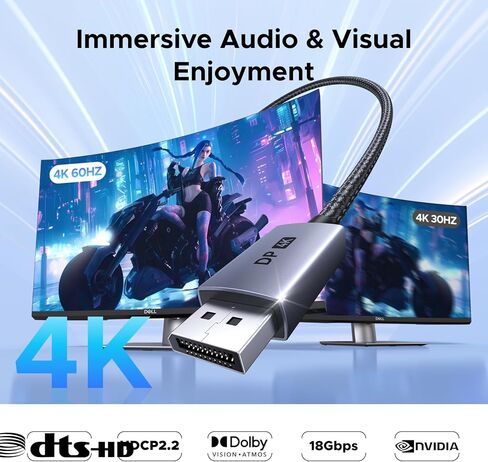محول منفذ عرض نشط 4K@60 هرتز إلى HDMI من UGREEN، محول DP 1.2 PC أحادي الاتجاه إلى HDMI 2.0 ذكر إلى أنثى HDCP 2.2 محول فيديو ثلاثي الأبعاد مع 2K@144 هرتز 1080P@165 هرتز، متوافق مع AMD NVIDIA 0.66FT in Saudi Arabia