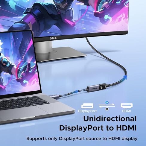 محول منفذ عرض نشط 4K@60 هرتز إلى HDMI من UGREEN، محول DP 1.2 PC أحادي الاتجاه إلى HDMI 2.0 ذكر إلى أنثى HDCP 2.2 محول فيديو ثلاثي الأبعاد مع 2K@144 هرتز 1080P@165 هرتز، متوافق مع AMD NVIDIA 0.66FT in Saudi Arabia